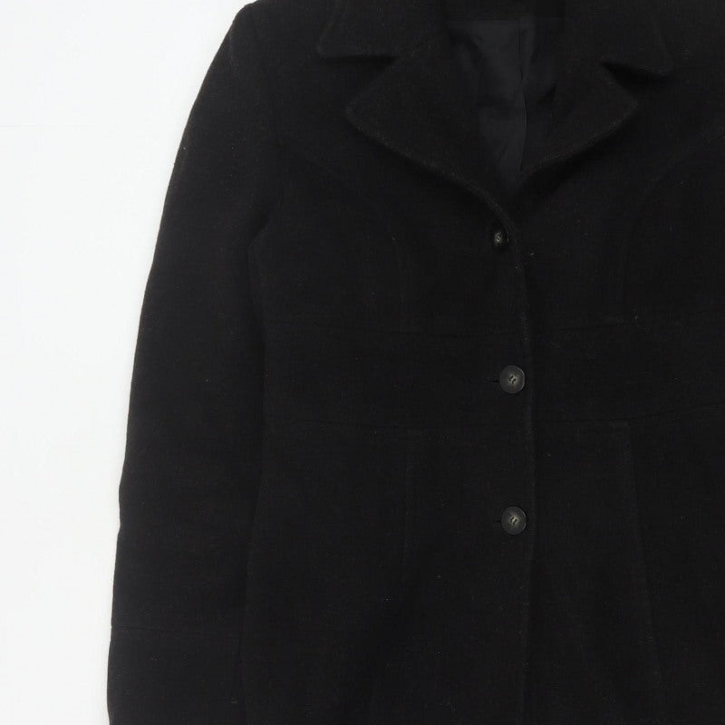 River Island Women’s Black UK 12 Mid-Length Single-Breasted Overcoat