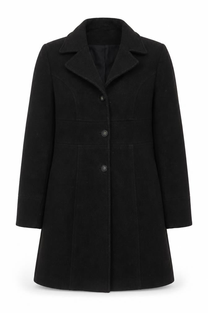 River Island Women’s Black UK 12 Mid-Length Single-Breasted Overcoat