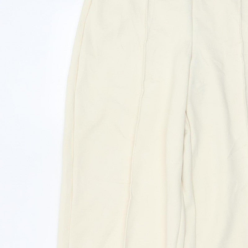 Marks & Spencer Women Ivory Size 14 Wide Leg Trousers Pockets