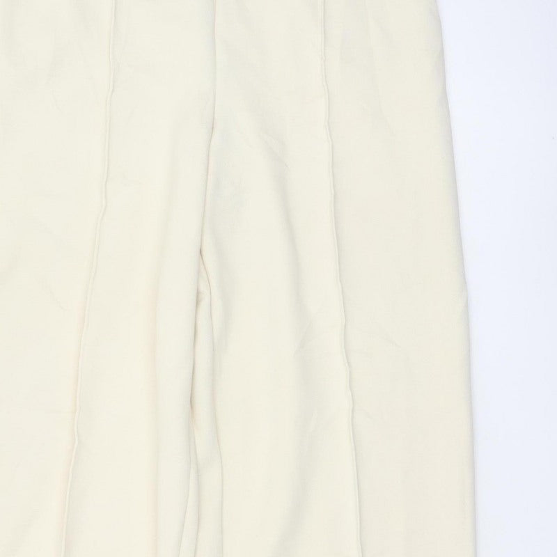 Marks & Spencer Women Ivory Size 14 Wide Leg Trousers Pockets