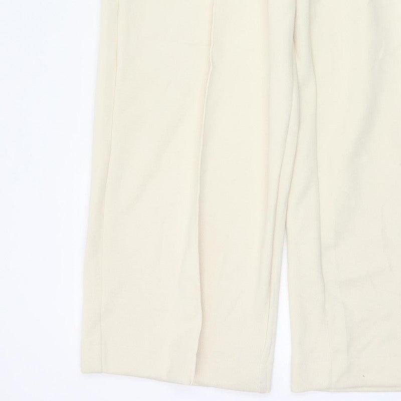 Marks & Spencer Women Ivory Size 14 Wide Leg Trousers Pockets