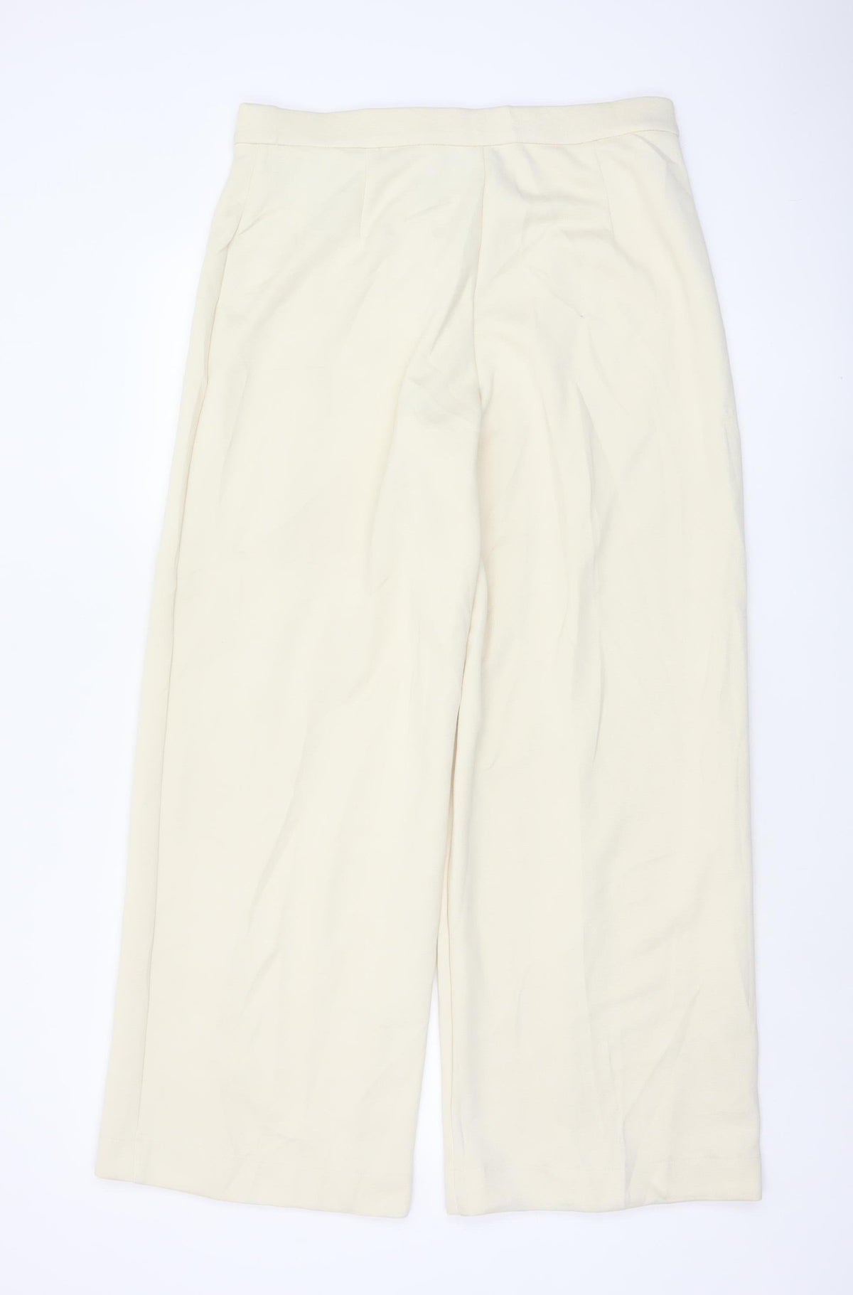 Marks & Spencer Women Ivory Size 14 Wide Leg Trousers Pockets