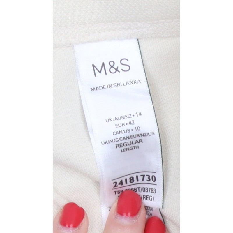 Marks & Spencer Women Ivory Size 14 Wide Leg Trousers Pockets