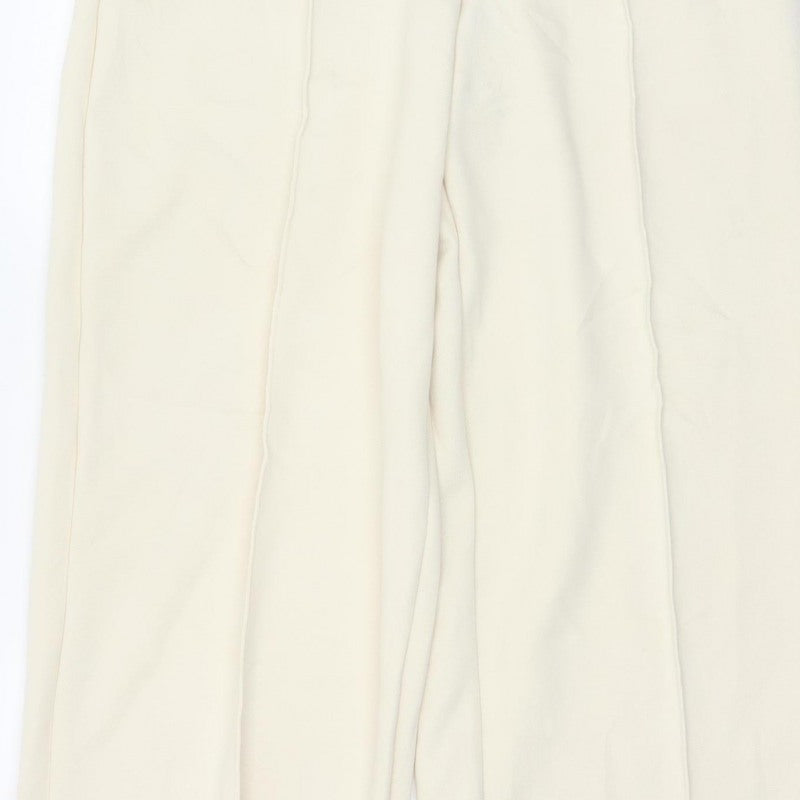 Marks & Spencer Women Ivory Size 14 Wide Leg Trousers Pockets