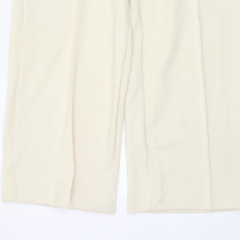 Marks & Spencer Women Ivory Size 14 Wide Leg Trousers Pockets