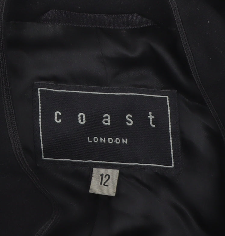 Coast Women Black UK 12 Wool Blend Embroidered Military Jacket