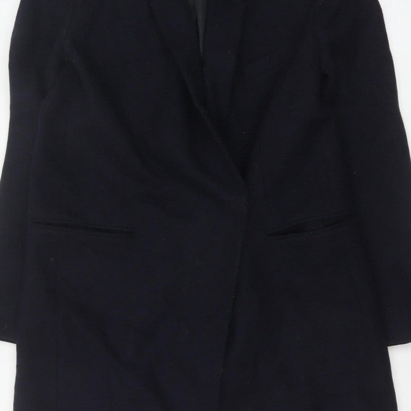 French Connection Women Blue UK 12 Wool Blend Long Overcoat Lined