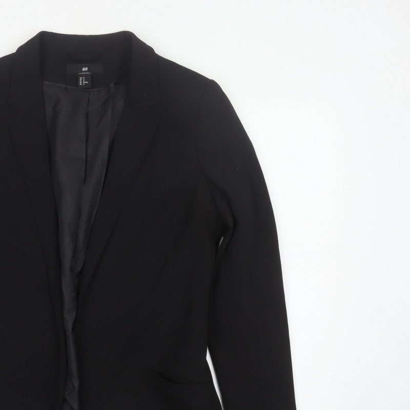 H&M Women’s Black UK 14 Regular Tailored Lined Blazer Jacket