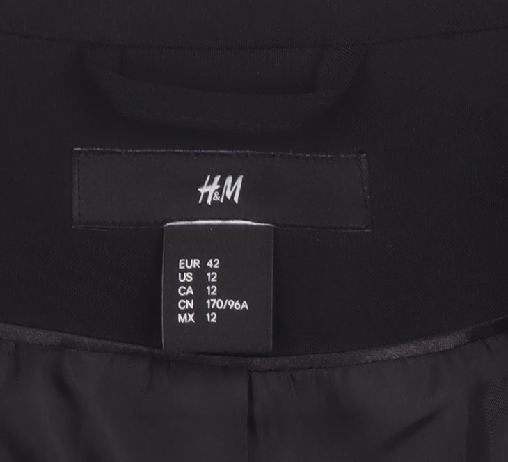 H&M Women’s Black UK 14 Regular Tailored Lined Blazer Jacket