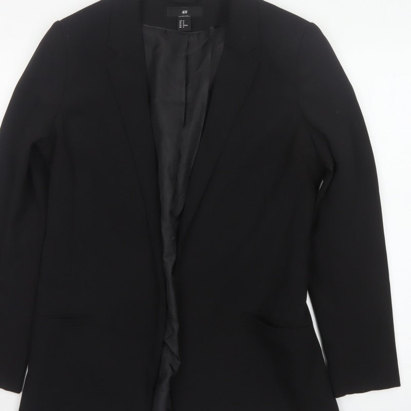 H&M Women’s Black UK 14 Regular Tailored Lined Blazer Jacket