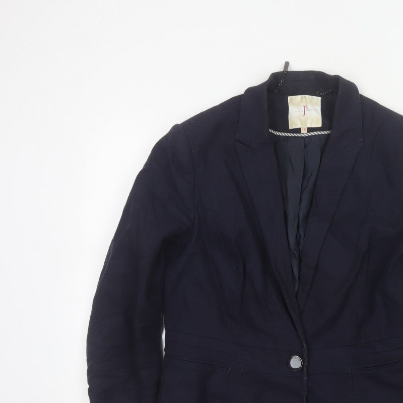 Jasper Conran Women’s Blue UK 14 Single-Breasted Cotton Blend Blazer