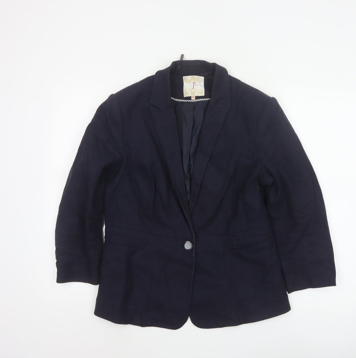 Jasper Conran Women’s Blue UK 14 Single-Breasted Cotton Blend Blazer