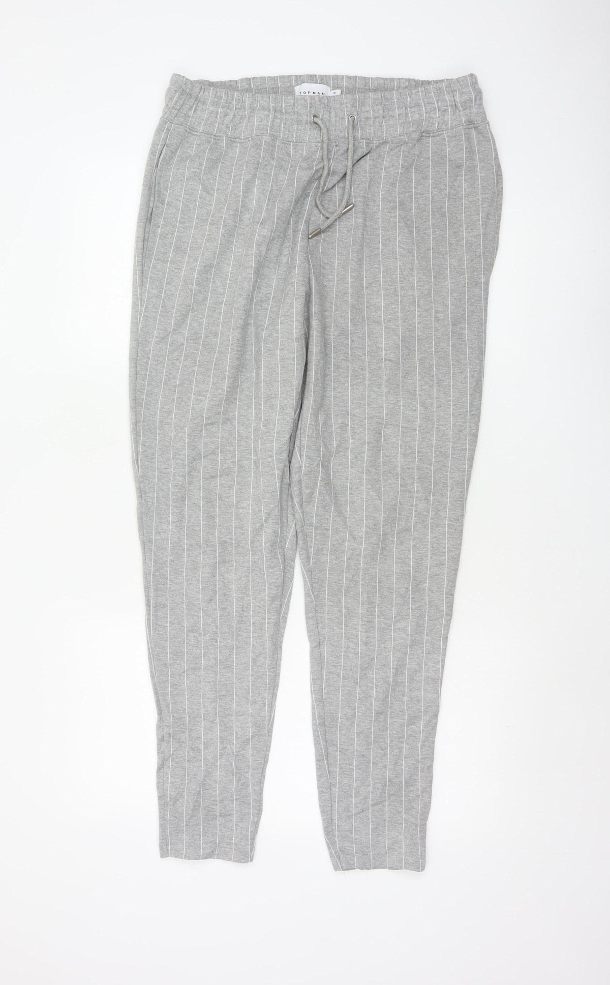 Topman Men Grey Pinstripe Drawstring Jogger Trousers Size M