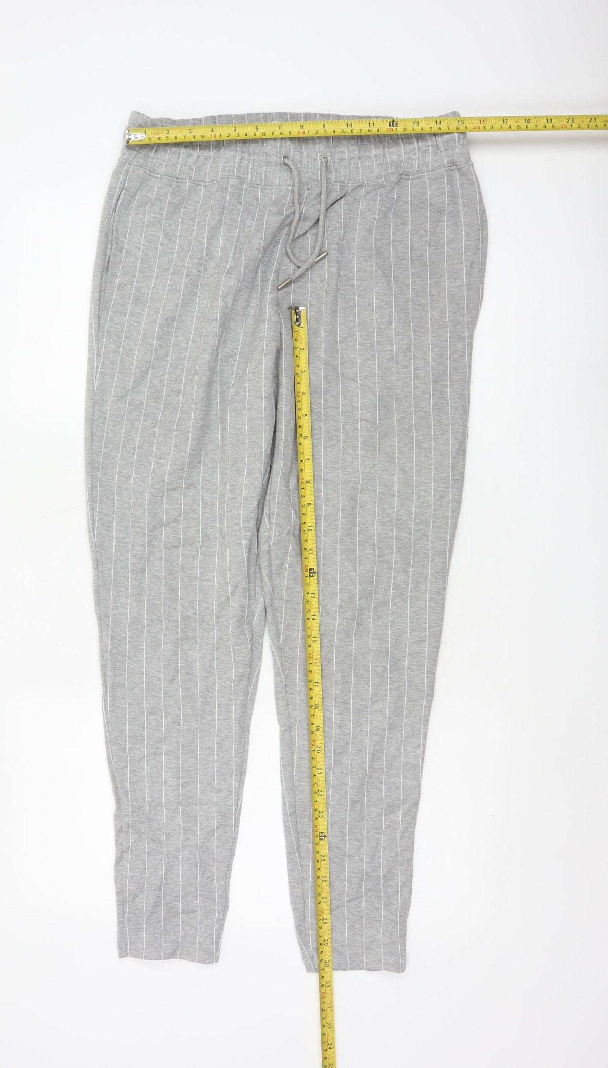 Topman Men Grey Pinstripe Drawstring Jogger Trousers Size M
