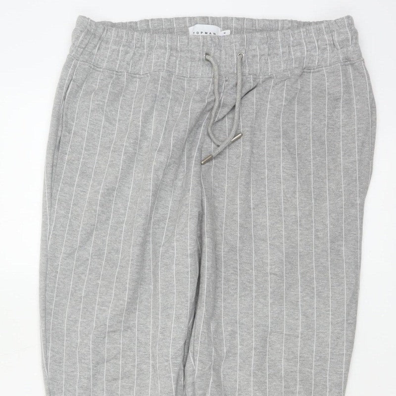 Topman Men Grey Pinstripe Drawstring Jogger Trousers Size M
