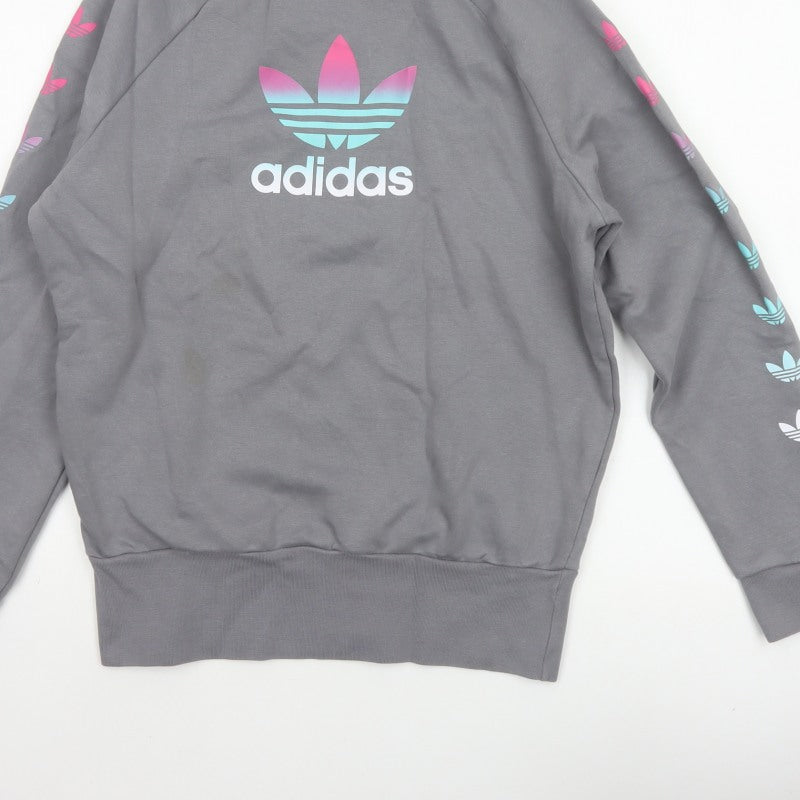 Adidas Girls Grey 14-15 Years Pullover Sweatshirt Trefoil Logo