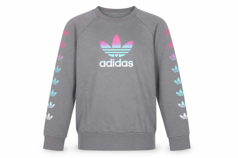Adidas Girls Grey 14-15 Years Pullover Sweatshirt Trefoil Logo