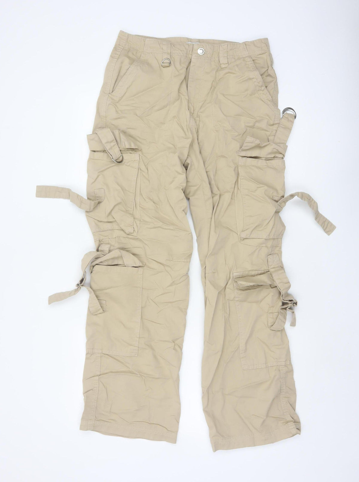Coolcat Women’s Beige UK 12 Defecto Cargo Straight Leg Trousers