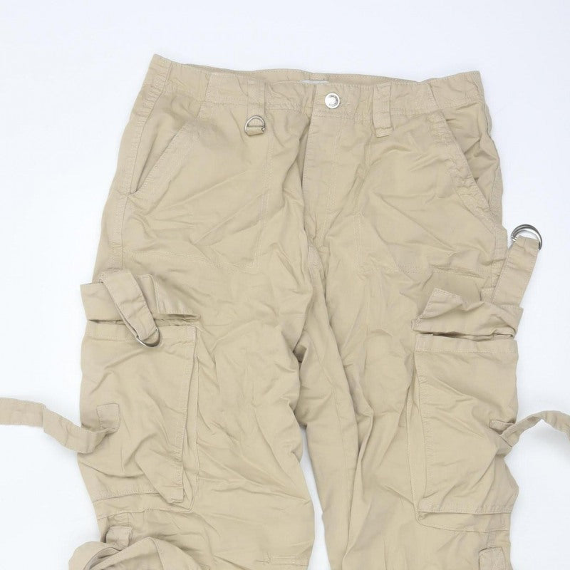 Coolcat Women’s Beige UK 12 Defecto Cargo Straight Leg Trousers