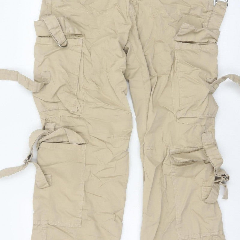 Coolcat Women’s Beige UK 12 Defecto Cargo Straight Leg Trousers