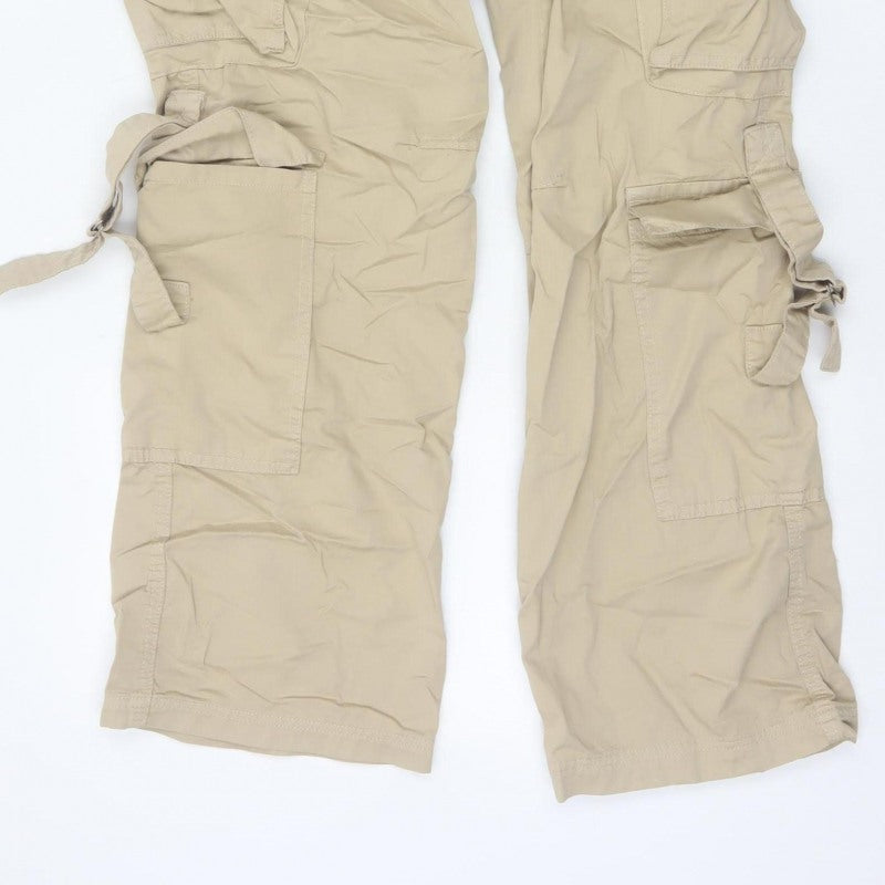 Coolcat Women’s Beige UK 12 Defecto Cargo Straight Leg Trousers