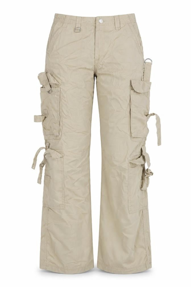 Coolcat Women’s Beige UK 12 Defecto Cargo Straight Leg Trousers