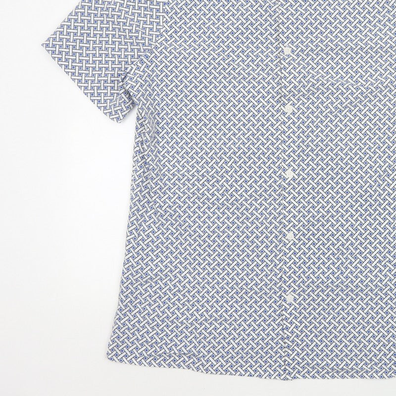Marks and Spencer Men Multicoloured L Geometric Short Sleeve Shirt