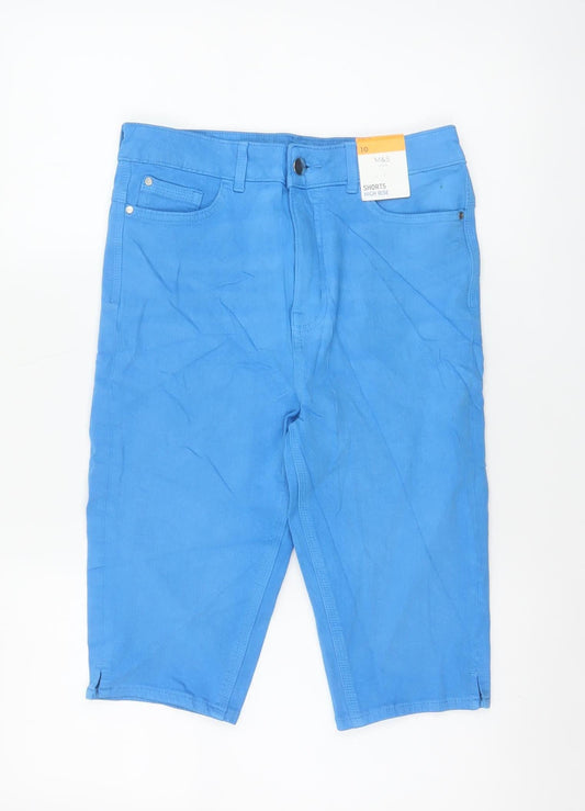 Marks & Spencer Women Blue UK 10 High Rise Stretch Skimmer Shorts