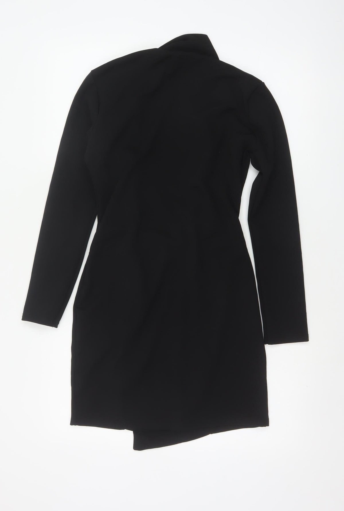 Boohoo Women Black UK 10 Gold Button Collared Jacket Dress