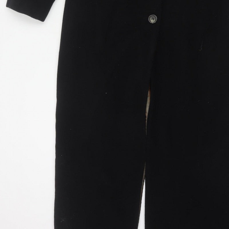 Kookai Women’s Black UK 10 Long Overcoat Buttoned Lined Classic