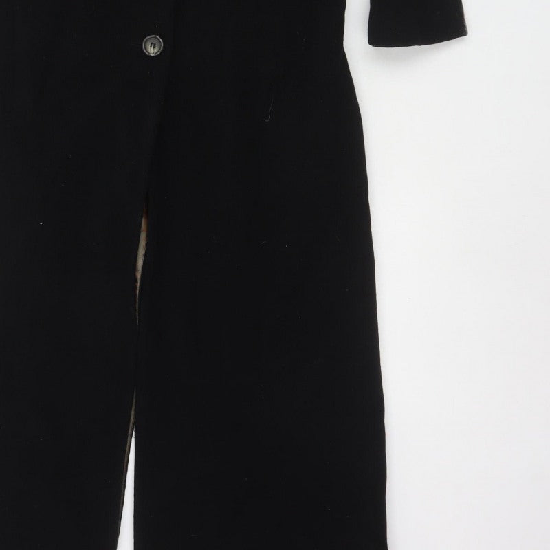 Kookai Women’s Black UK 10 Long Overcoat Buttoned Lined Classic