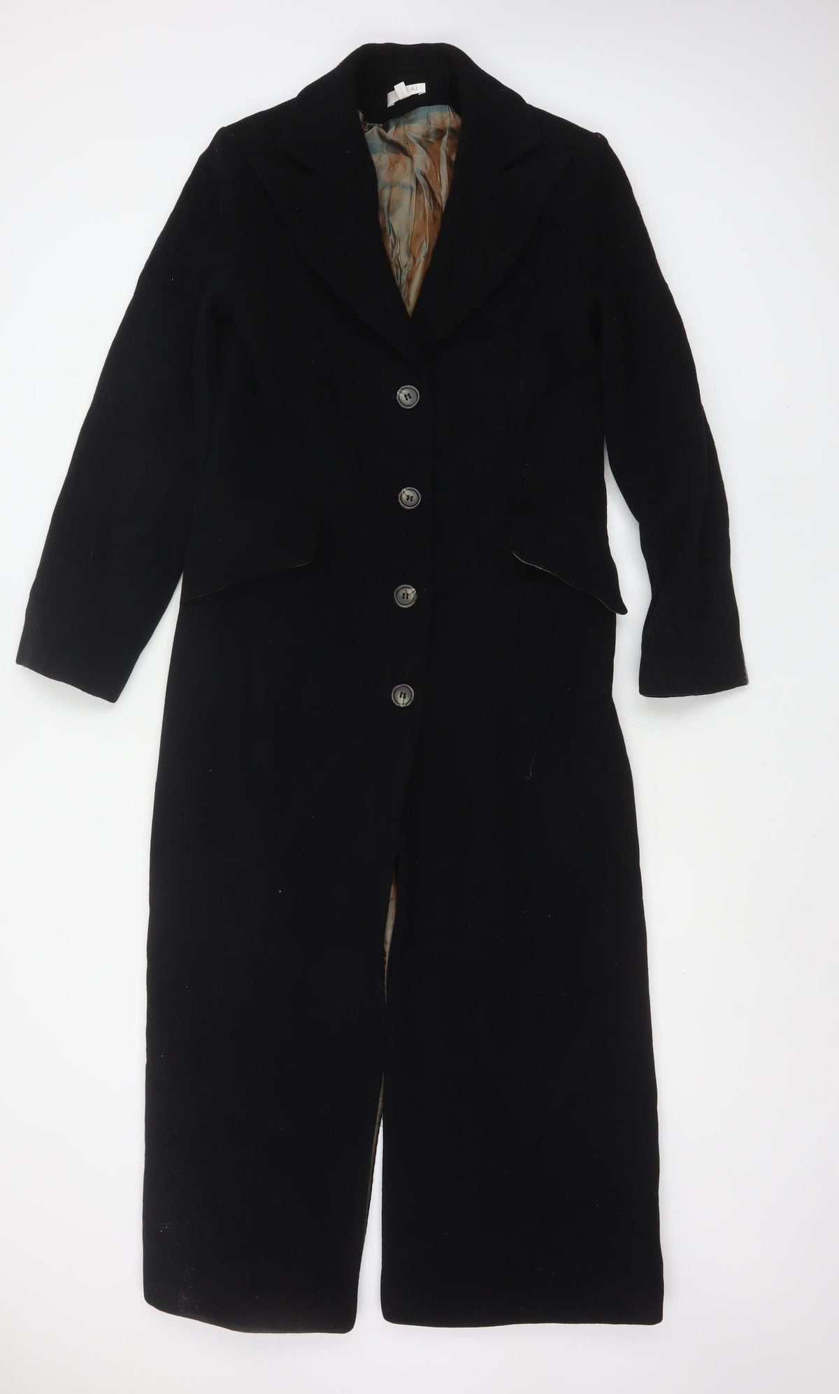Kookai Women’s Black UK 10 Long Overcoat Buttoned Lined Classic