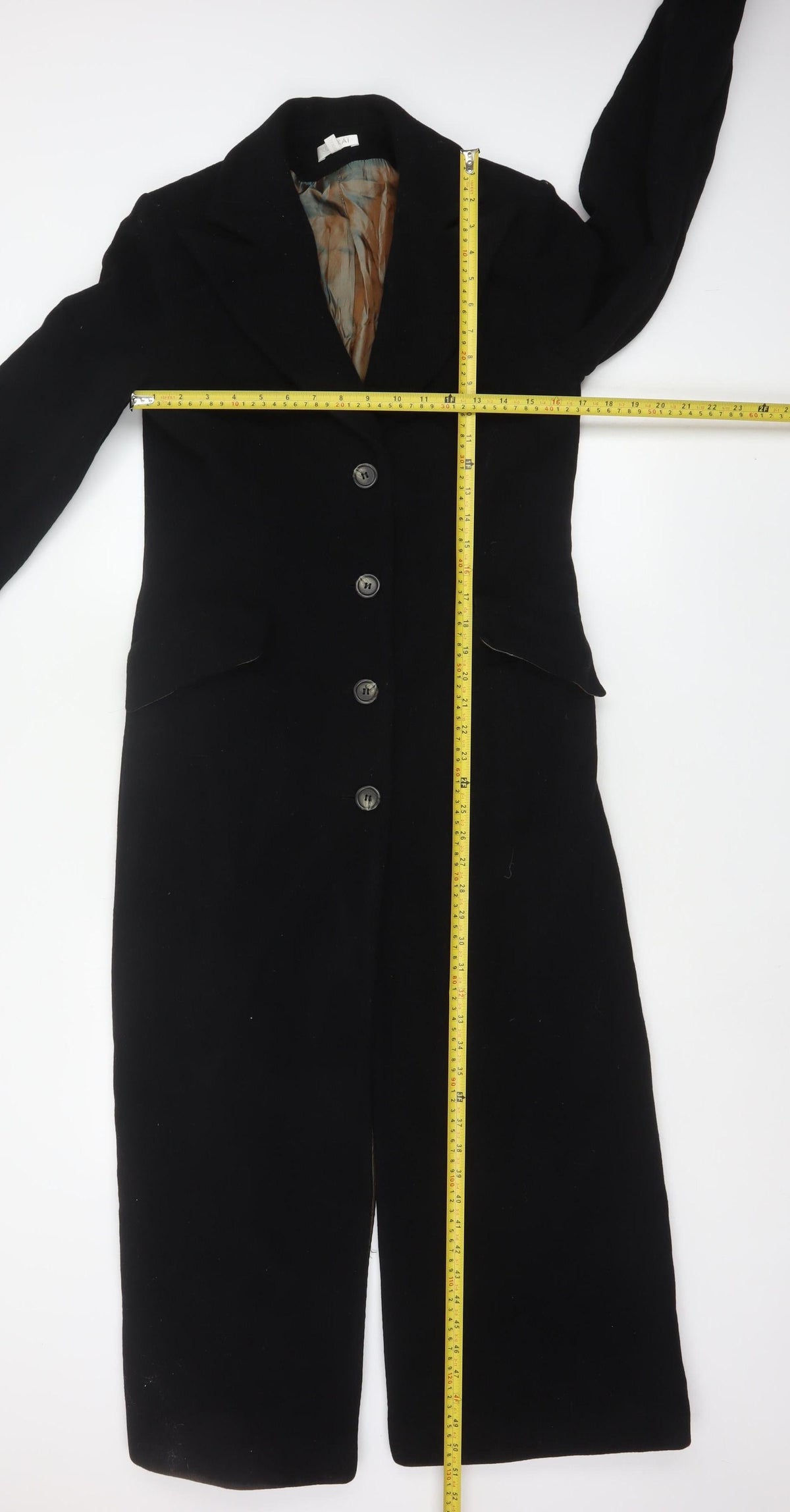 Kookai Women’s Black UK 10 Long Overcoat Buttoned Lined Classic