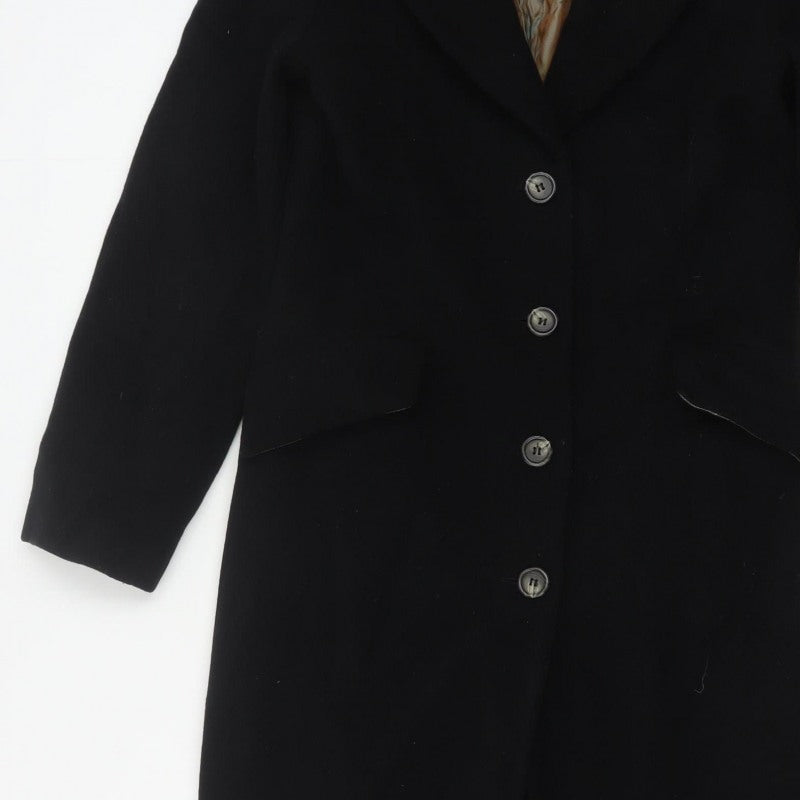 Kookai Women’s Black UK 10 Long Overcoat Buttoned Lined Classic