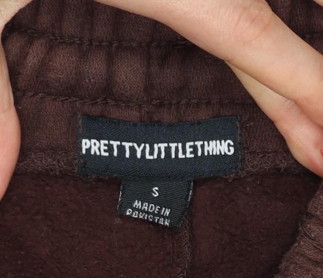 PrettyLittleThing Women’s Brown S Straight Leg Logo Sweatpants