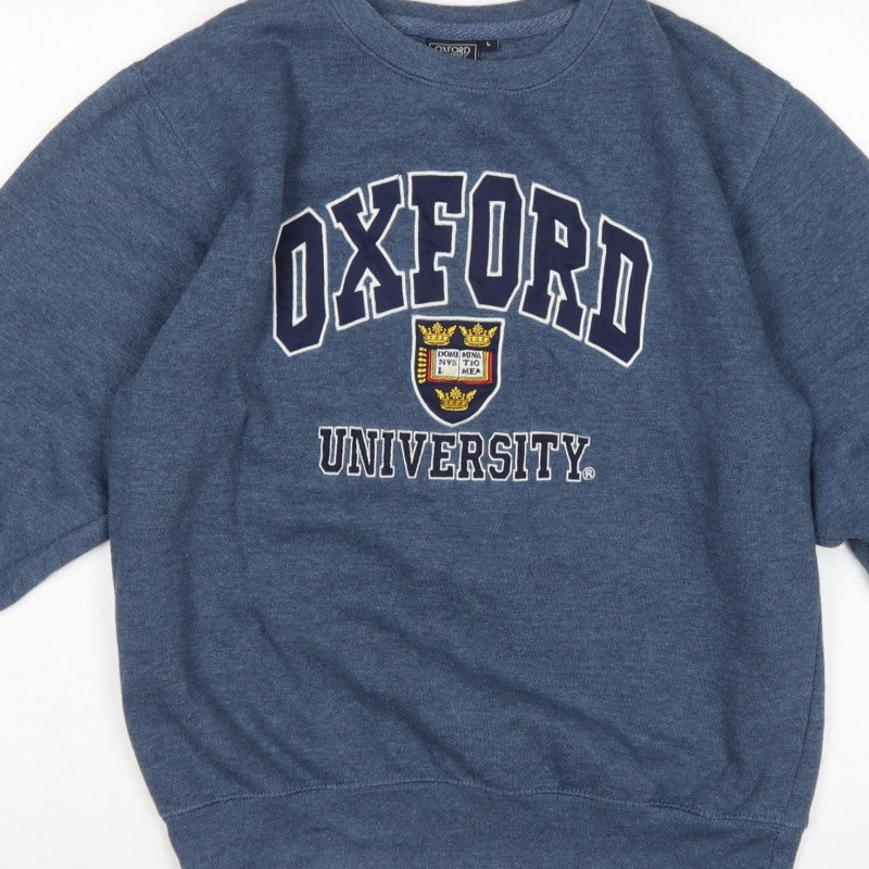 Oxford University Women’s Blue L Pullover Graphic Logo Sweatshirt