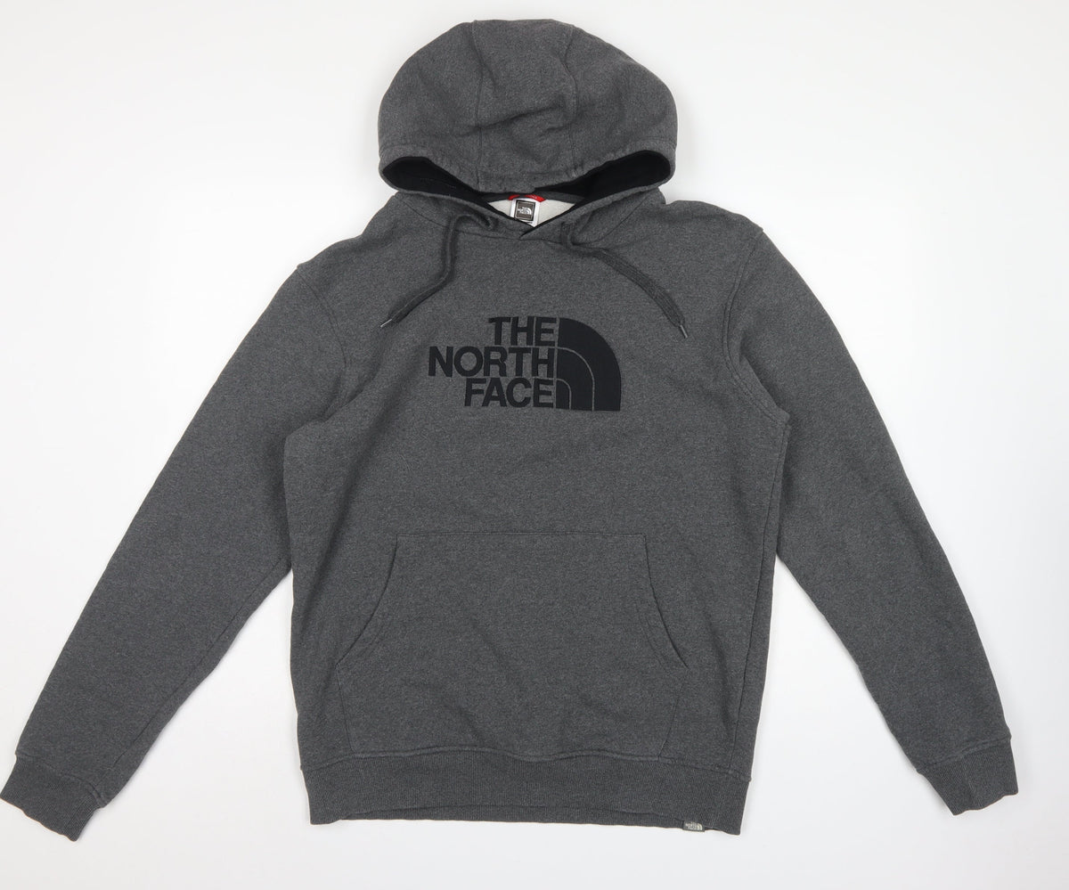 The North Face Men’s Grey L Pullover Hoodie Logo Fleece Pockets