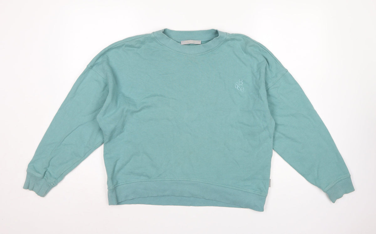 Betty & Co Women Green UK 12 Logo Crew Neck Pullover Sweatshirt