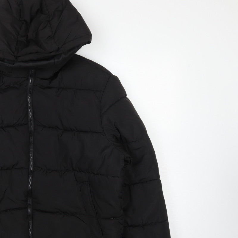 H&M Men's Black S Hooded Puffer Jacket Quilted Full Zip