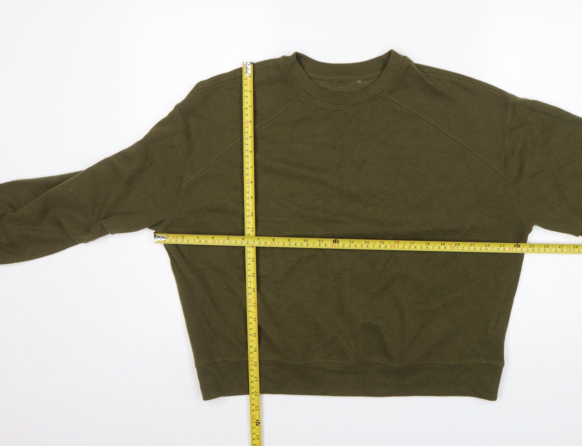 Next Women’s Green L Petite Ribbed Velour Raglan Sweatshirt
