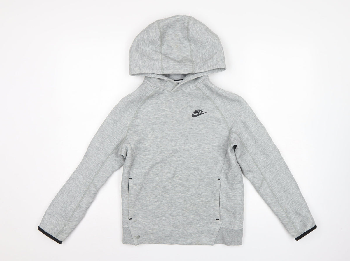 Nike Boys Grey M 137-147cm Pullover Hooded Fleece Logo Hoodie