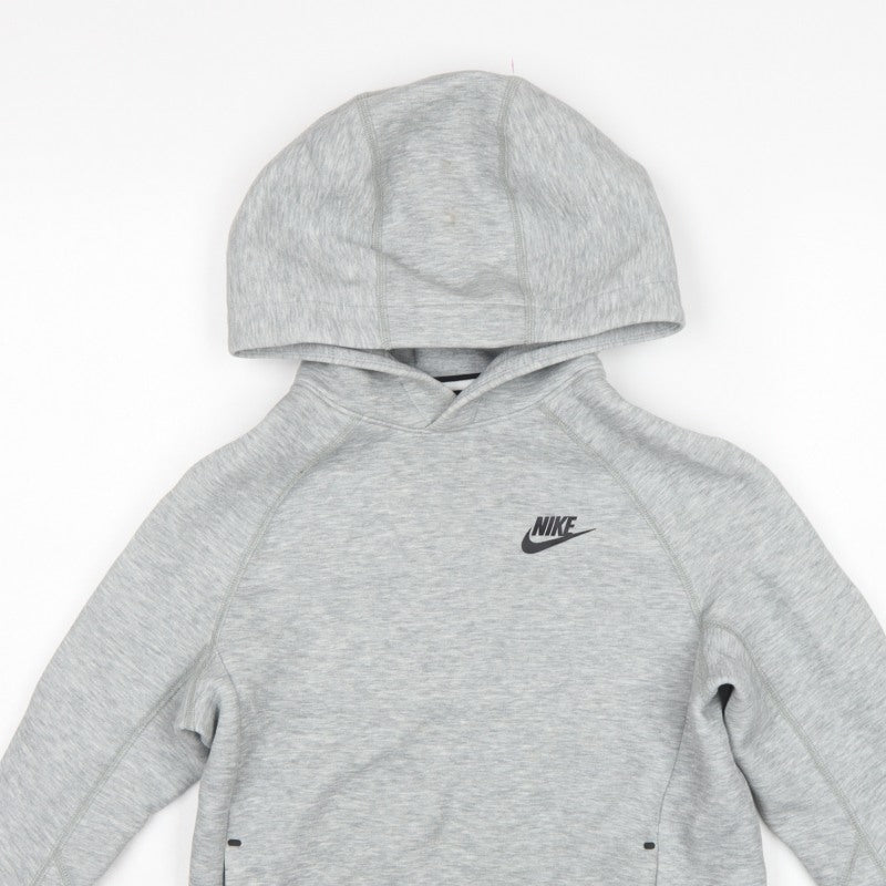 Nike Boys Grey M 137-147cm Pullover Hooded Fleece Logo Hoodie