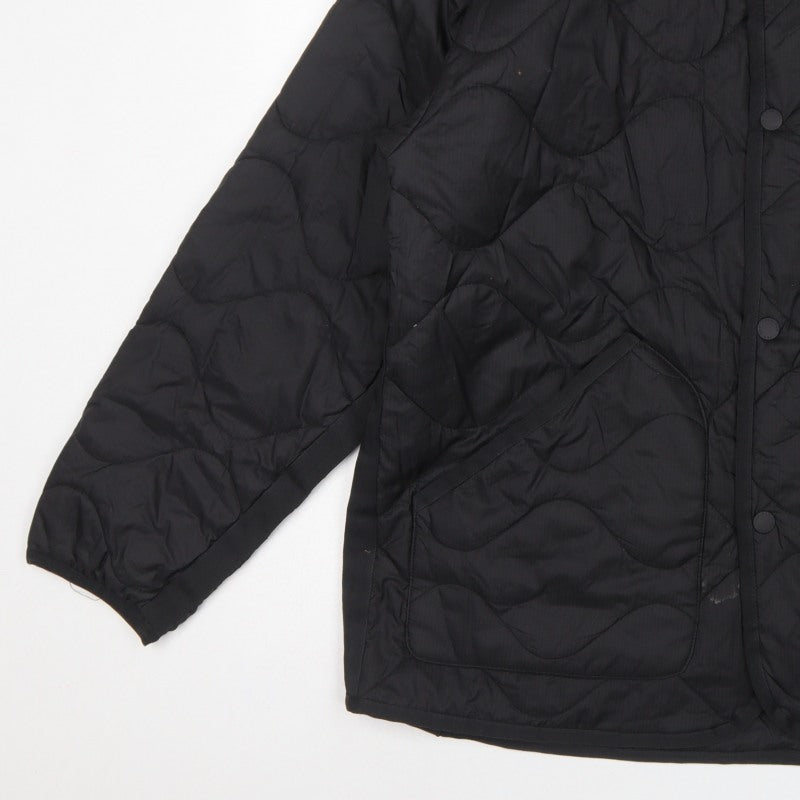 H&M Men's Black M Quilted Jacket Snap Front Pockets