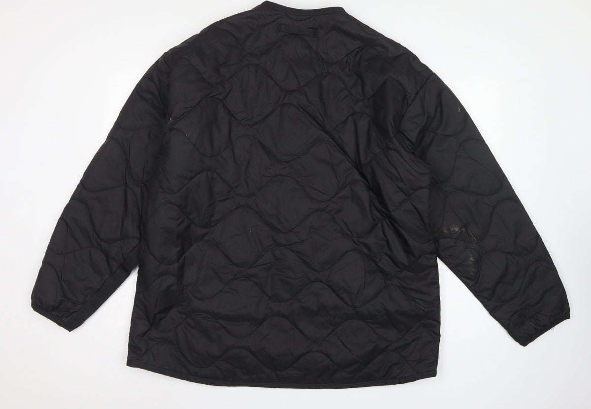 H&M Men's Black M Quilted Jacket Snap Front Pockets