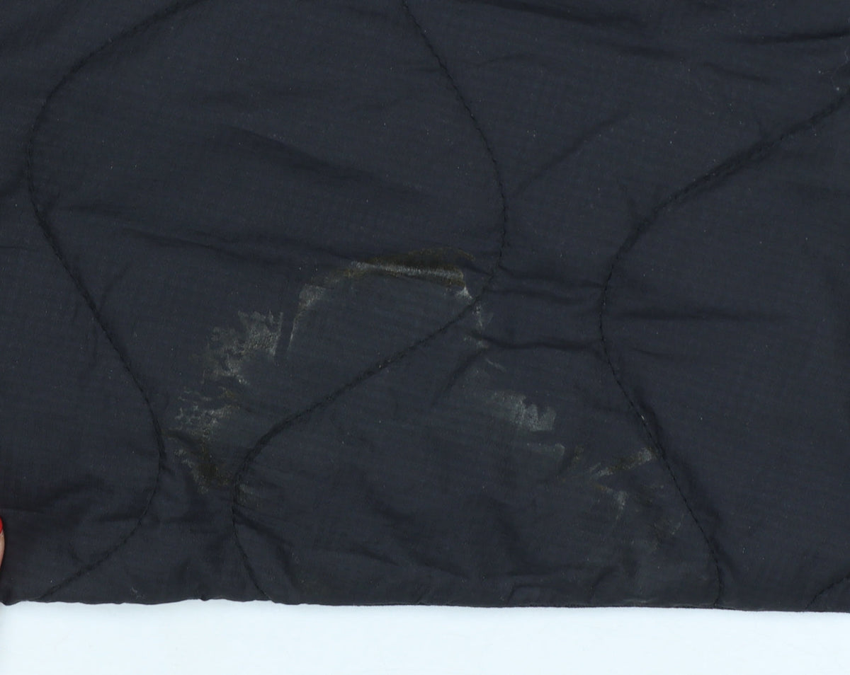 H&M Men's Black M Quilted Jacket Snap Front Pockets