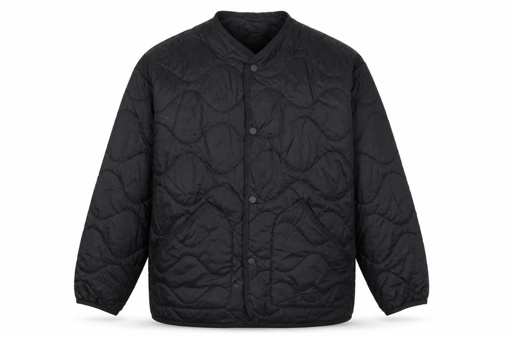 H&M Men's Black M Quilted Jacket Snap Front Pockets