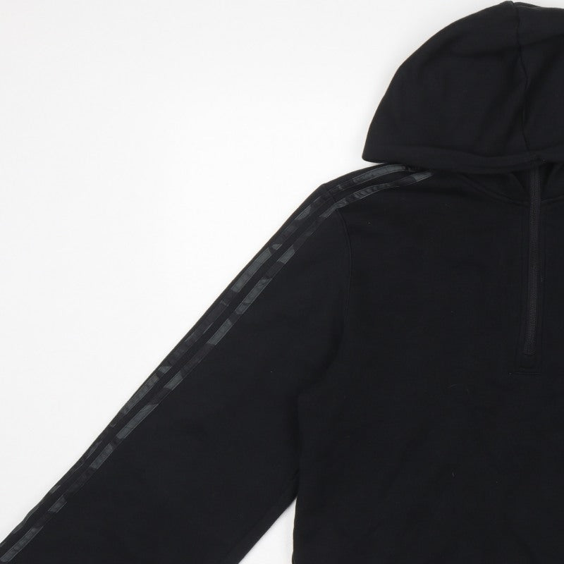 Adidas Women’s Black L 1/4 Zip Hooded Fleece Pullover Hoodie