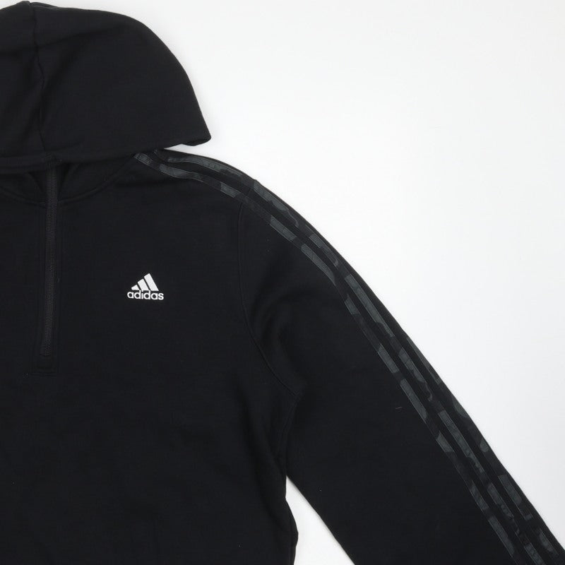 Adidas Women’s Black L 1/4 Zip Hooded Fleece Pullover Hoodie