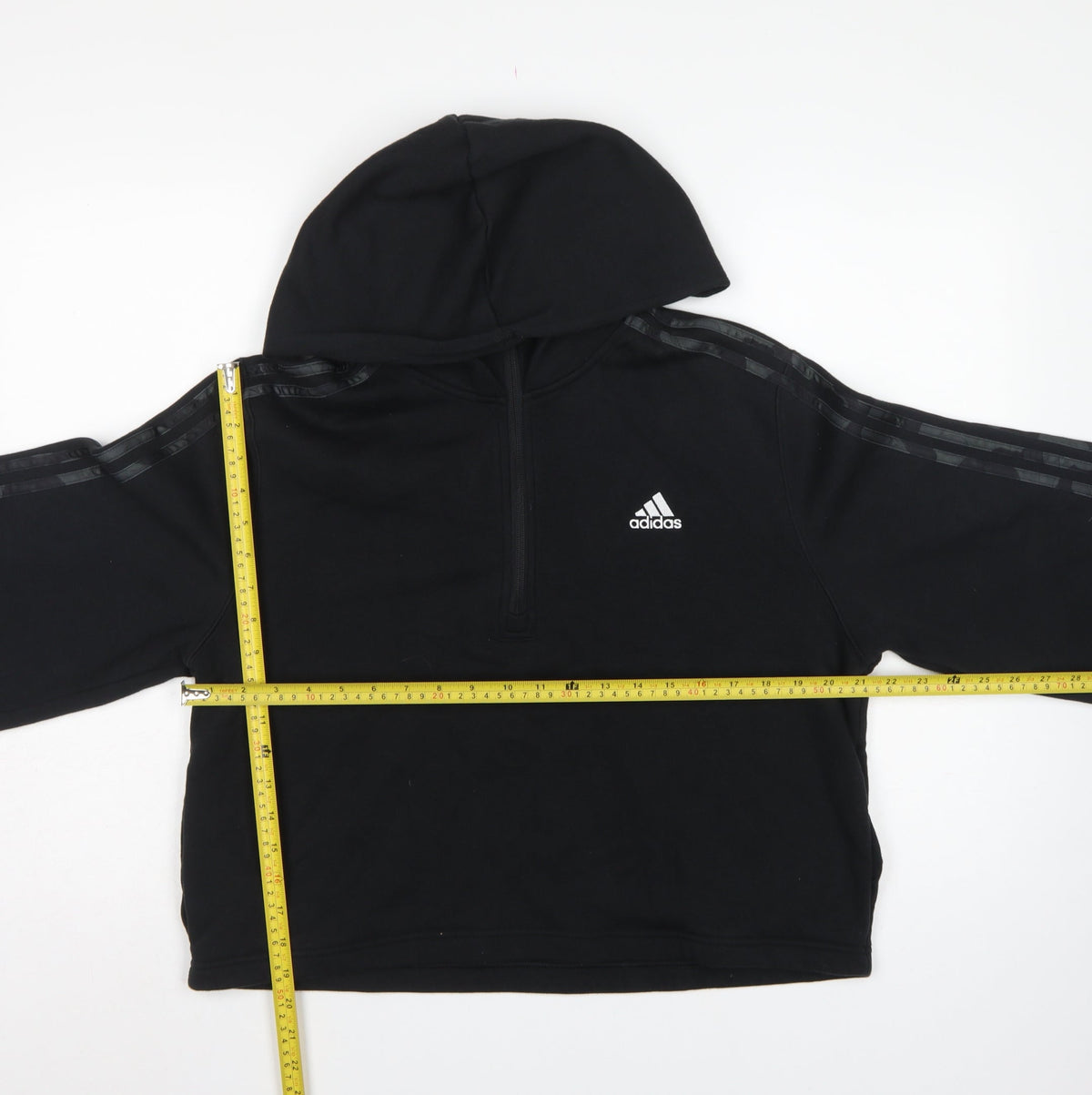 Adidas Women’s Black L 1/4 Zip Hooded Fleece Pullover Hoodie