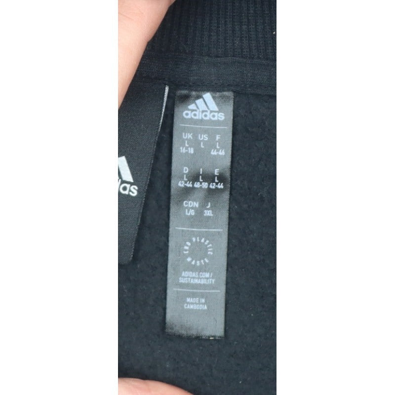Adidas Women’s Black L 1/4 Zip Hooded Fleece Pullover Hoodie